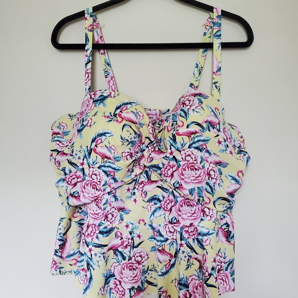 Torrid Bathing Suit Yellow Size 3 Flamingo Floral